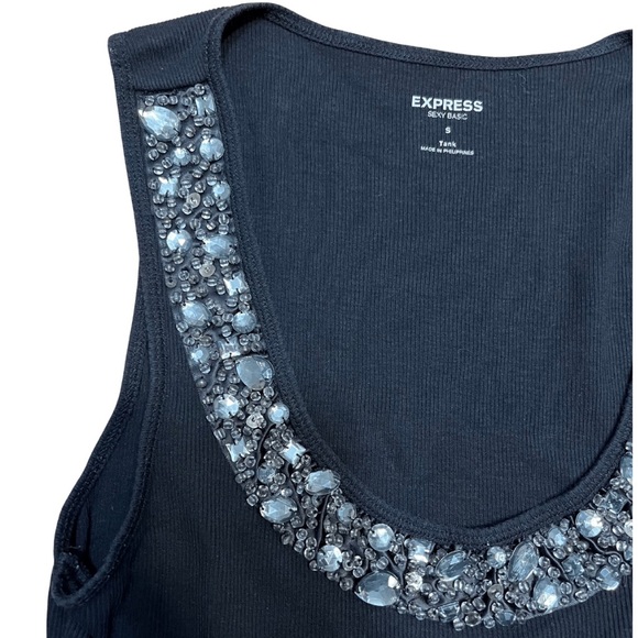Embellished Express Ribbed Tank Top - Picture 2 of 2